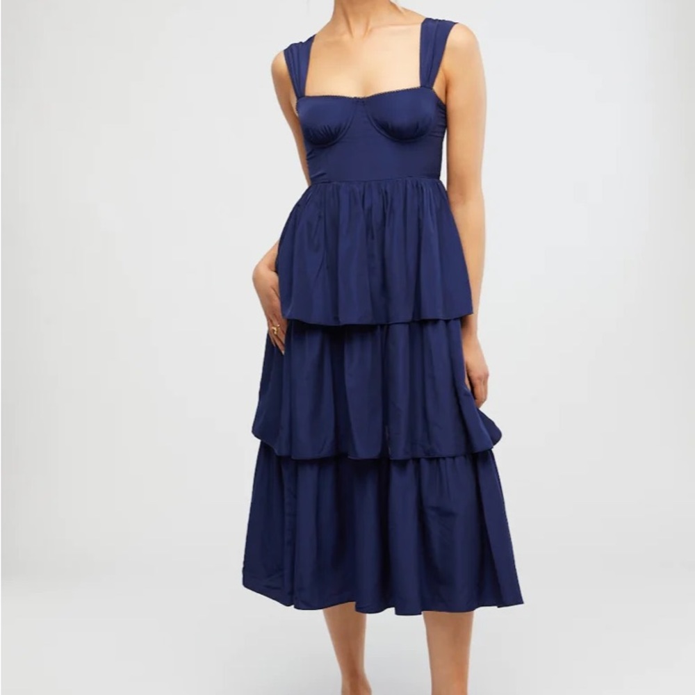 Weworewhat Corset Maxi Dress Navy